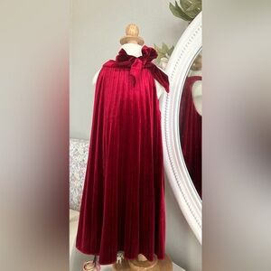 GB Girls Velvet Red Dress with Bow